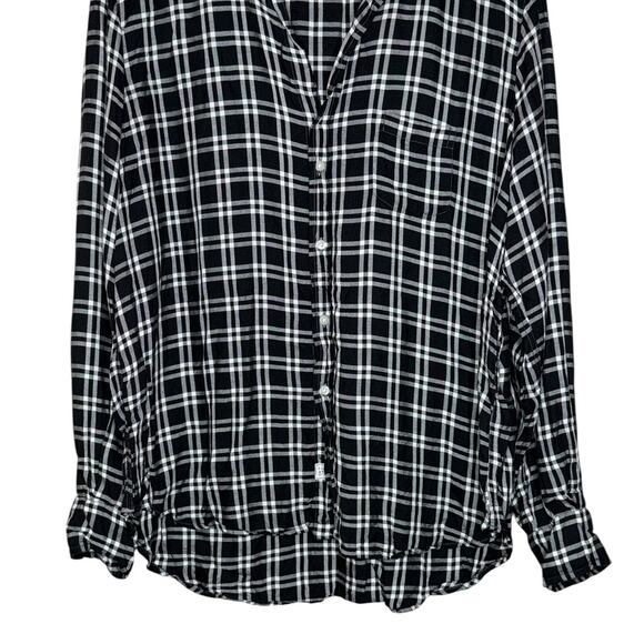 Frank & Eileen Black and White Modal Plaid Button Up Long Sleeve Top Size Medium - Picture 8 of 12